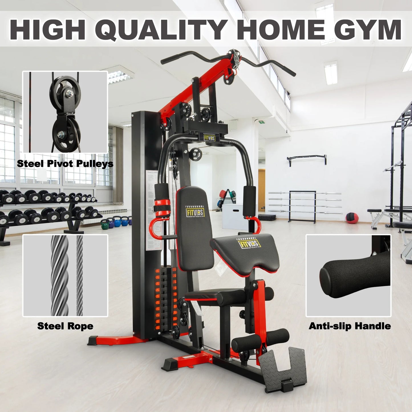 LX750 Multifunctional Full Home Gym System Workout Station with 122.5 Lbs Weight Stack, One Station, Comes with Installation Instruction Video, Ships in 5 Boxes