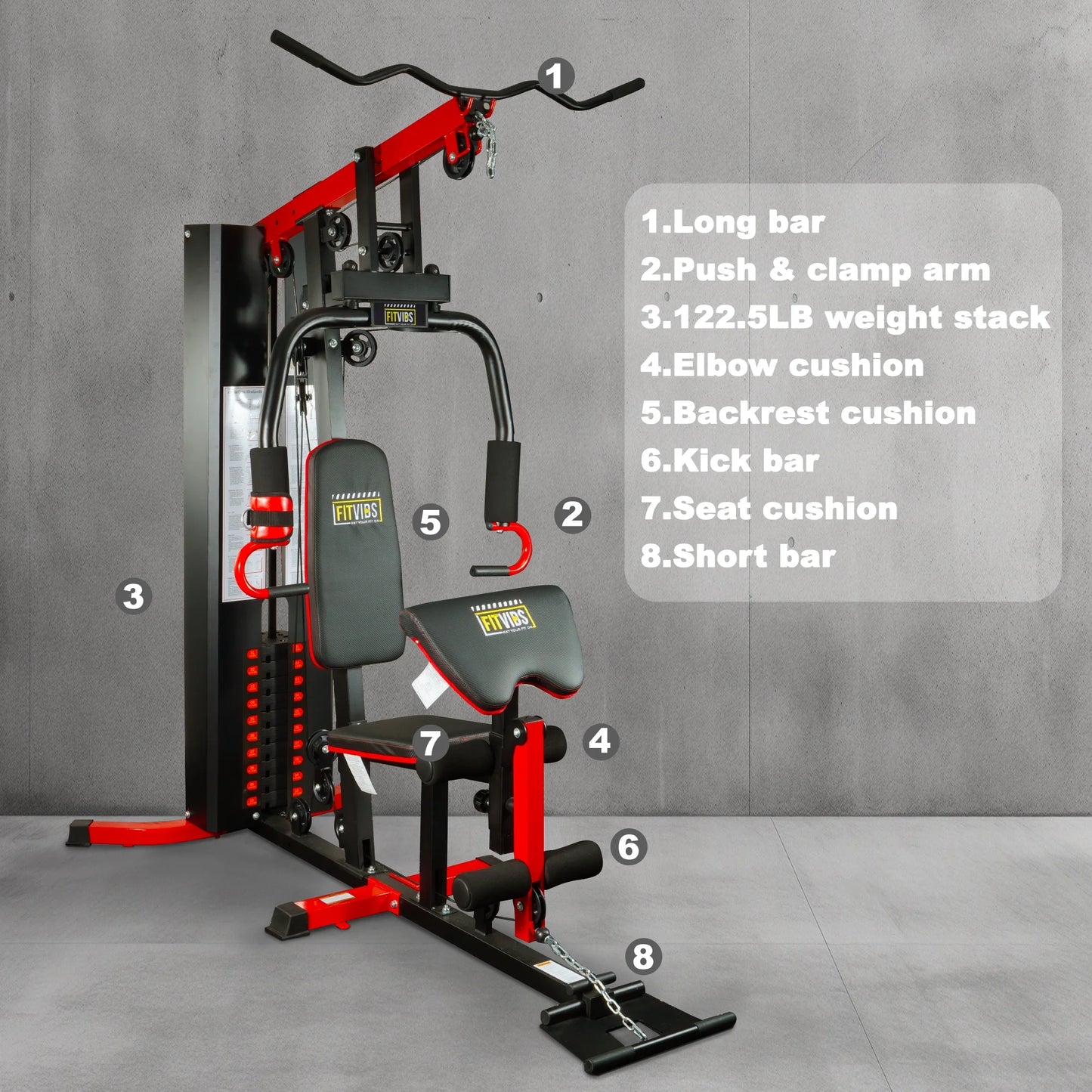 LX750 Multifunctional Full Home Gym System Workout Station with 122.5 Lbs Weight Stack, One Station, Comes with Installation Instruction Video, Ships in 5 Boxes
